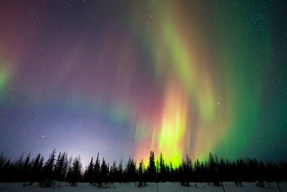 The northern lights are seen in an array of colours in Churchill, Manitoba.