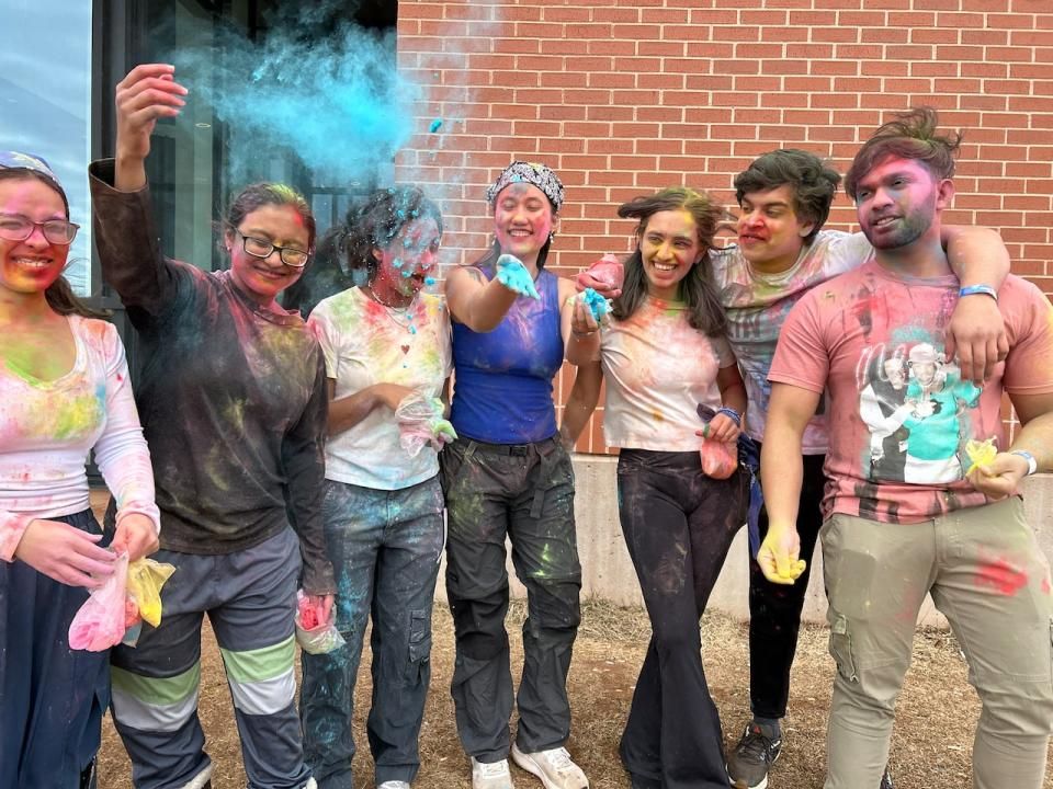 UPEI's Indian Cultural Society hosted its first celebration of Holi, the ancient festival of colours that's a national holiday in India. (Stacey Janzer/CBC - image credit)