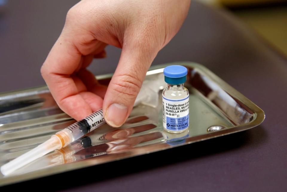 A vial of the measles, mumps and rubella virus (MMR) vaccine is pictured in this file photo. (Lindsey Wasson/Reuters - image credit)