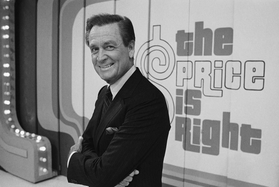 Television host Bob Barker appears on the set of his show,