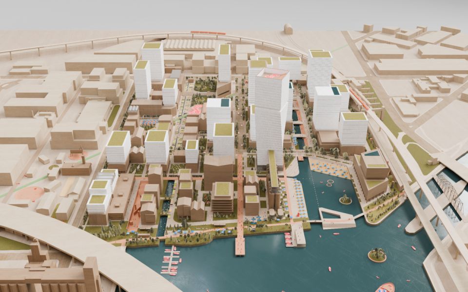 The Wellington Basin project proposal includes a range of building sizes to avoid a uniform look.  (Submitted by Canada Lands Company - image credit)