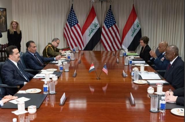 وزير الدفاع الأمريكي أوستن يستضيف رئيس الوزراء العراقي السوداني في البنتاغون، أرلينغتون، الولايات المتحدة الأمريكية - 15 أبريل/نيسان 2024