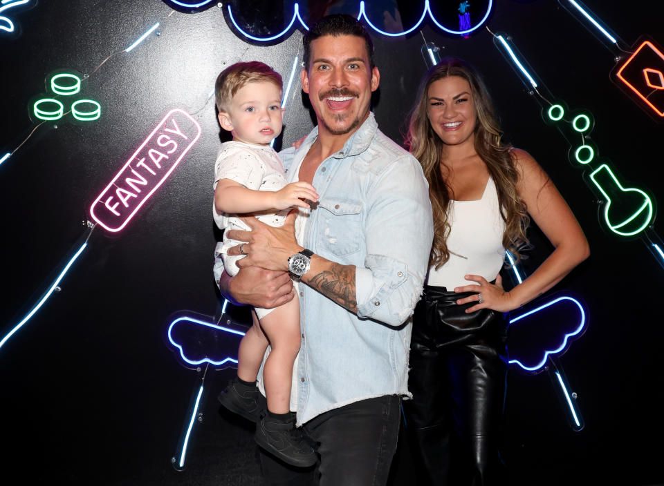 LAS VEGAS, NEVADA - JUNE 09: (L-R) Cruz Cauchi, Jax Taylor and Brittany Cartwright attend the debut of Fantasy Lab Las Vegas' Midnight Dreams immersive experience at the Fashion Show mall on June 09, 2023 in Las Vegas, Nevada. (Photo by Gabe Ginsberg/Getty Images)