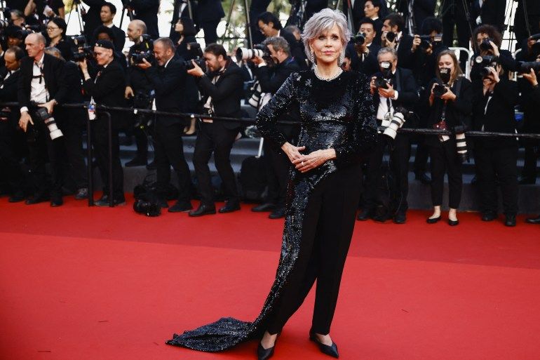 Jane Fonda poses on the red carpet to attend the closing ceremony and the screening of the animated film 