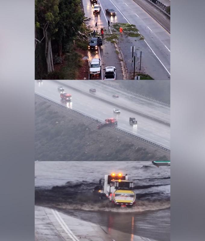 شاهد كيف تضرب عاصفة نادرة ولاية كاليفورنيا الأمريكية