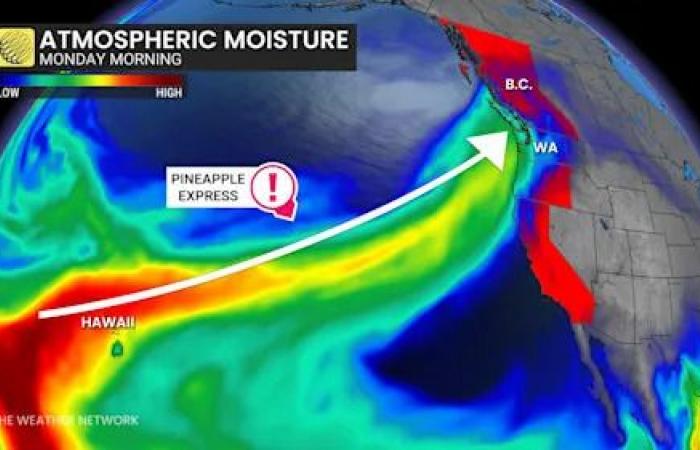 Flood
      and
      wind
      threat
      in
      B.C.
      with
      incoming
      pineapple
      express