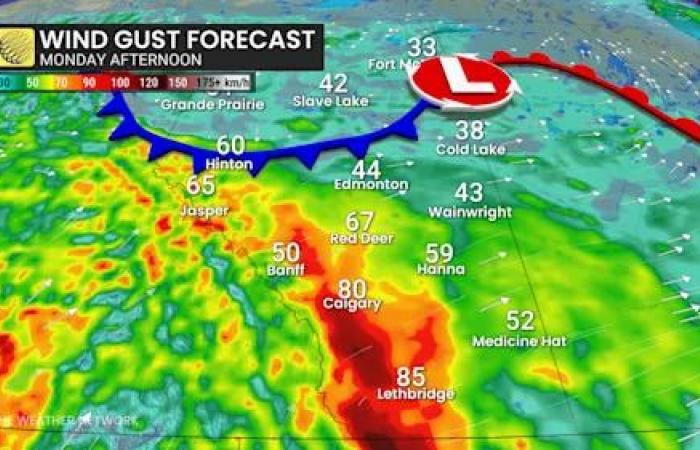 Intense
      winds
      to
      sweep
      across
      the
      Prairies
      on
      Monday
      and
      Tuesday