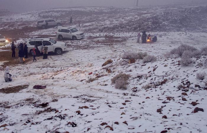 السعودية.. تفاعل على مشاهد تساقط الثلوج في جبال اللوز بمنطقة تبوك