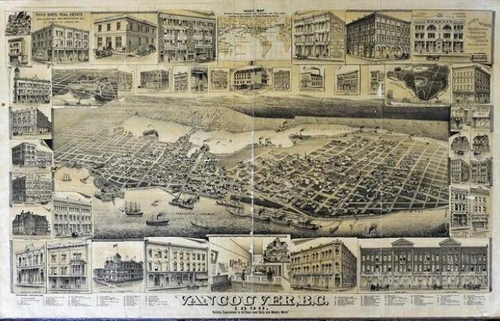 This
      Day
      in
      History,
      1898:
      A
      bird's
      eye
      view
      of
      early
      Vancouver,
      in
      colour