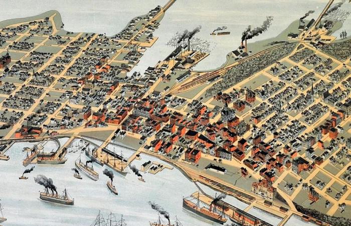 This
      Day
      in
      History,
      1898:
      A
      bird's
      eye
      view
      of
      early
      Vancouver,
      in
      colour