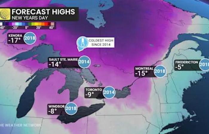 Coldest
      New
      Year's
      Day
      in
      over
      a
      decade
      expected
      in
      parts
      of
      Canada