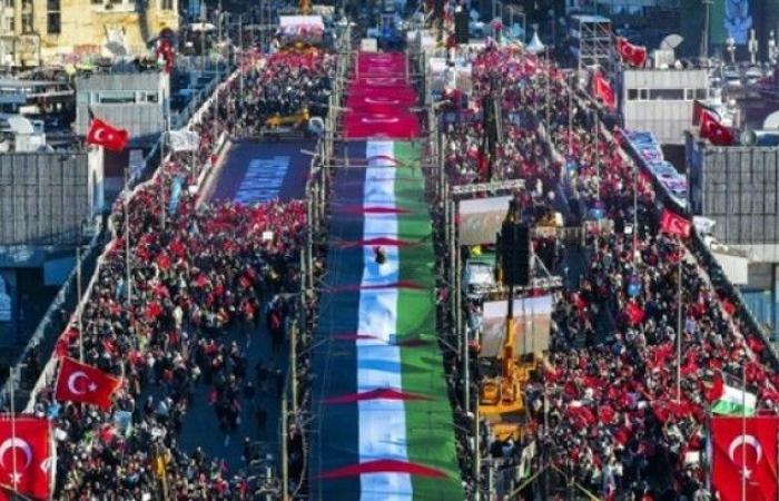 بمشاركة نصف مليون شخص.. انطلاق مسيرة تاريخية تضامنية مع فلسطين بإسطنبول -فيديو-