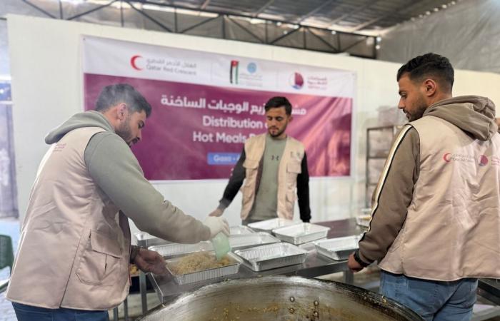 الهلال الأحمر القطري يطلق مشروعا جديدا لتوزيع الوجبات الغذائية على النازحين والمتضررين في غزة