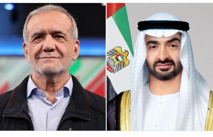 الرئيس الإماراتي يبحث مع نظيره الإيراني العلاقات الثنائية والقضايا الإقليمية