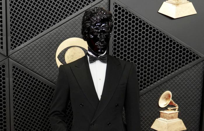 تشابل روان تثير ضجة بفستان يتدلى من الصدر على السجادة الحمراء لحفل جوائز غرامي