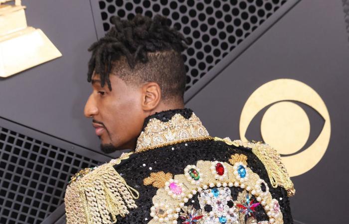 تشابل روان تثير ضجة بفستان يتدلى من الصدر على السجادة الحمراء لحفل جوائز غرامي