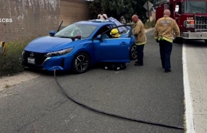 "ظننت أنني سأموت".. سائقة تنجو بأعجوبة من اختراق عمود معدني لبطنها أثناء القيادة