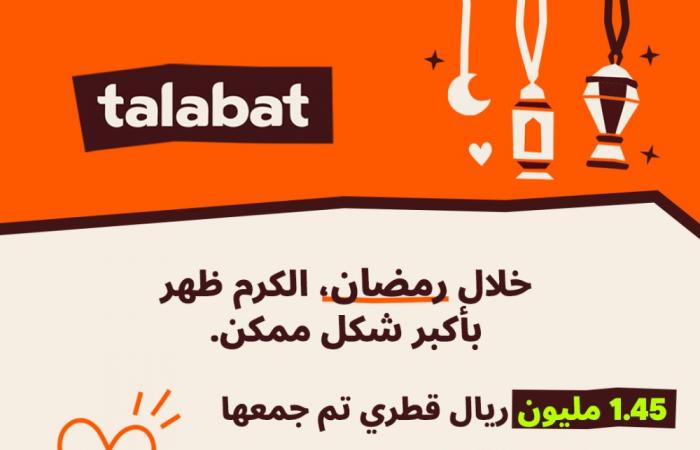 حملة «طلبات» الرمضانية جمعت «1.45» مليون ريال