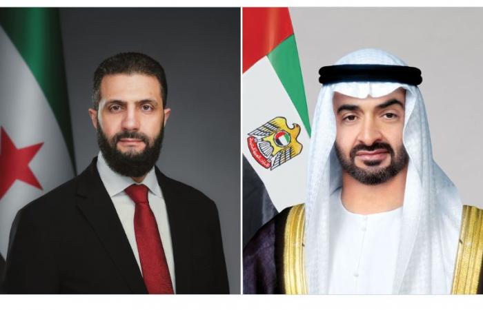 رئيسا الإمارات وسوريا يبحثان هاتفياً تطورات الأوضاع في المنطقة
