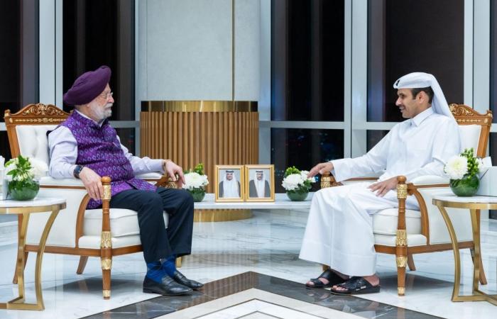  وزير الدولة لشؤون الطاقة يجتمع مع وزير البترول والغاز الطبيعي الهندي