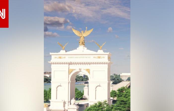 متابعة: إدارة ترامب تكشف عن تصميم قوس "نصر" مزخرف بالذهب