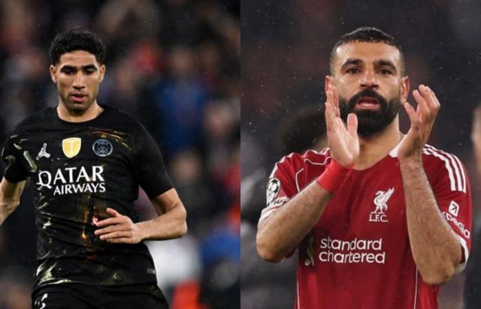 تصرف "لافت" من أشرف حكيمي مع محمد صلاح بعد خسارة ليفربول أمام باريس