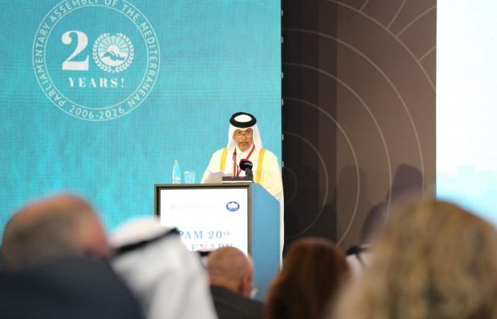 رئيس مجلس الشورى يؤكد أمام قمة برلمانات المتوسط في مونتينيغرو دعم قطر للدبلوماسية والحلول السلمية