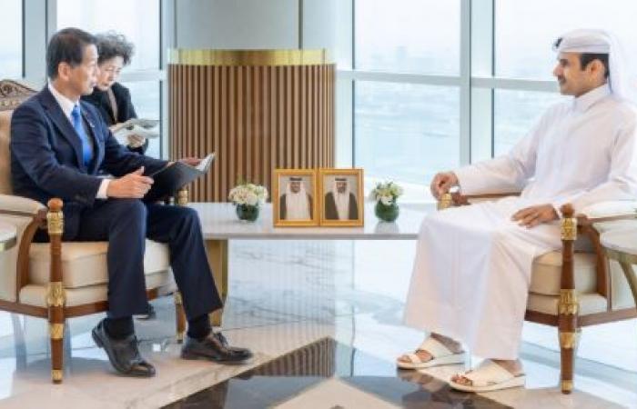 المهندس سعد الكعبي يجتمع مع وزير الدولة لشؤون الاقتصاد والتجارة والصناعة الياباني