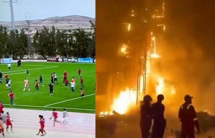 جدل حول ركلة جزاء يتحول لإضرام النار بجزء من مقر رئاسة الوزراء في ليبيا (فيديو)