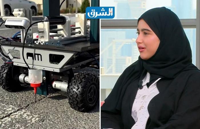 من تصميم طالبة بجامعة قطر.. روبوت ذكي قادر على اكتشاف شقوق الطرق وإصلاحها آليًا (فيديو)
