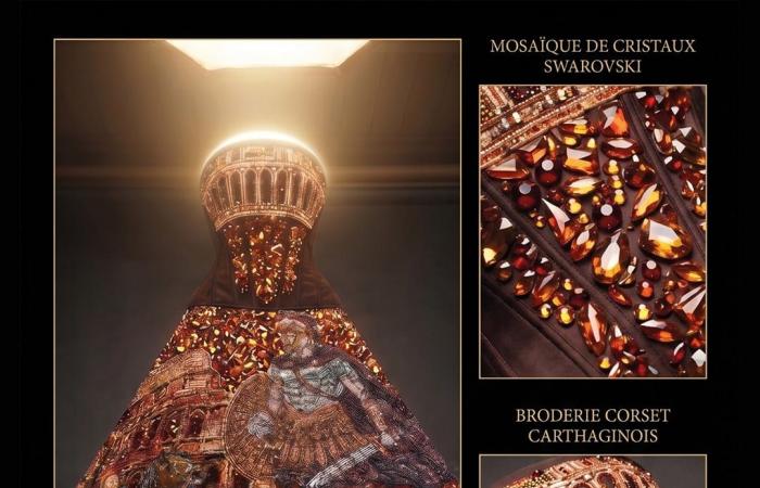 فستان من آلاف البلورات يعيد سرد تاريخ قرطاج بأسلوب الهوت كوتور
