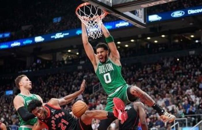 Tatum helps power NBA-leading Celtics over Raptors